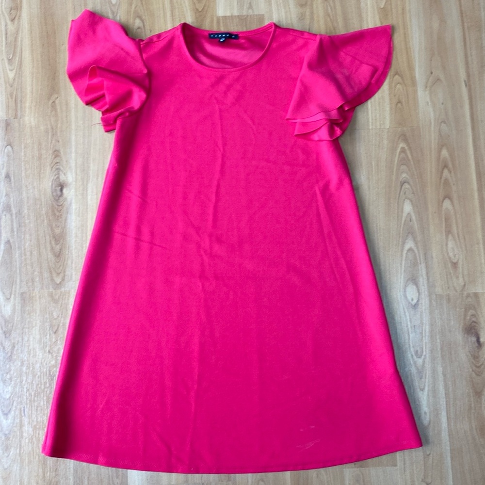 Pink A-Line Dress with Ruffle Sleeves